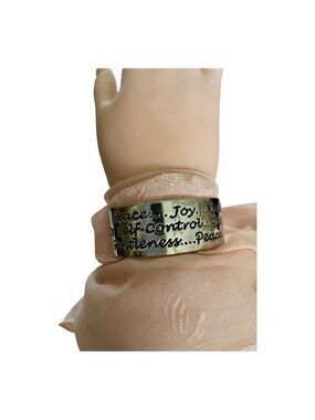 Fruits of the Spirit Cuff Bracelet Silver over Brass Vintage